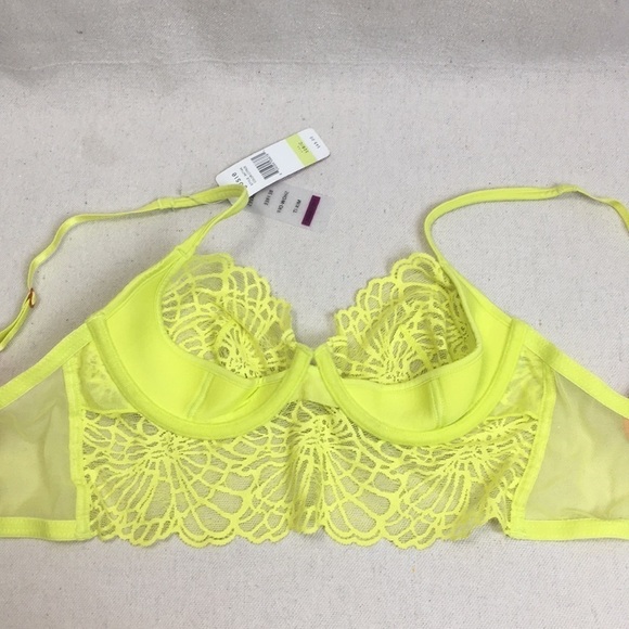 Josie Natori Bardot Lace Bra citrus Yellow  32b/c - Picture 11 of 11